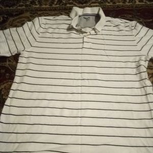 Classic Fit white w/ black stripes polo